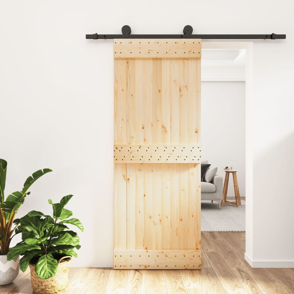 Vetonek Puerta corredera con herrajes madera maciza de pino 80x210 cm