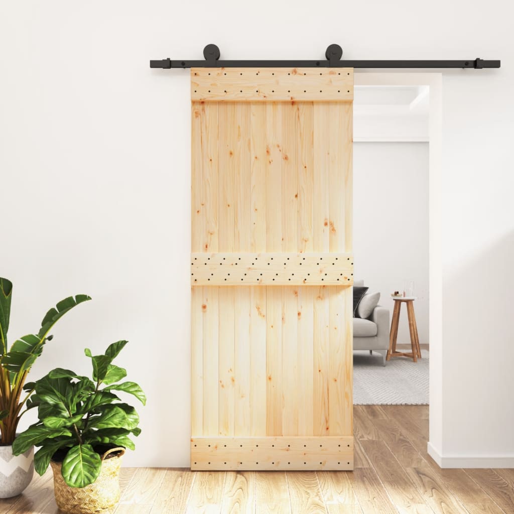 Vetonek Puerta corredera con herrajes madera maciza de pino 85x210 cm