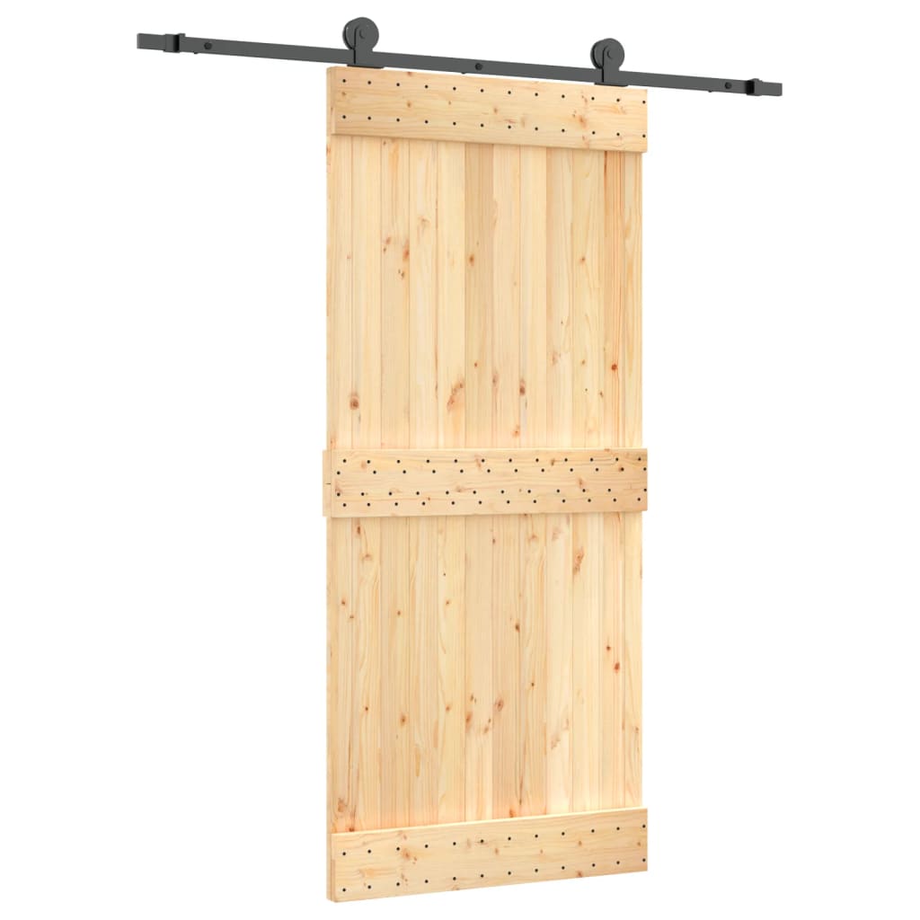 Puerta corredera con herrajes madera maciza de pino 90x210 cm - Vetonek