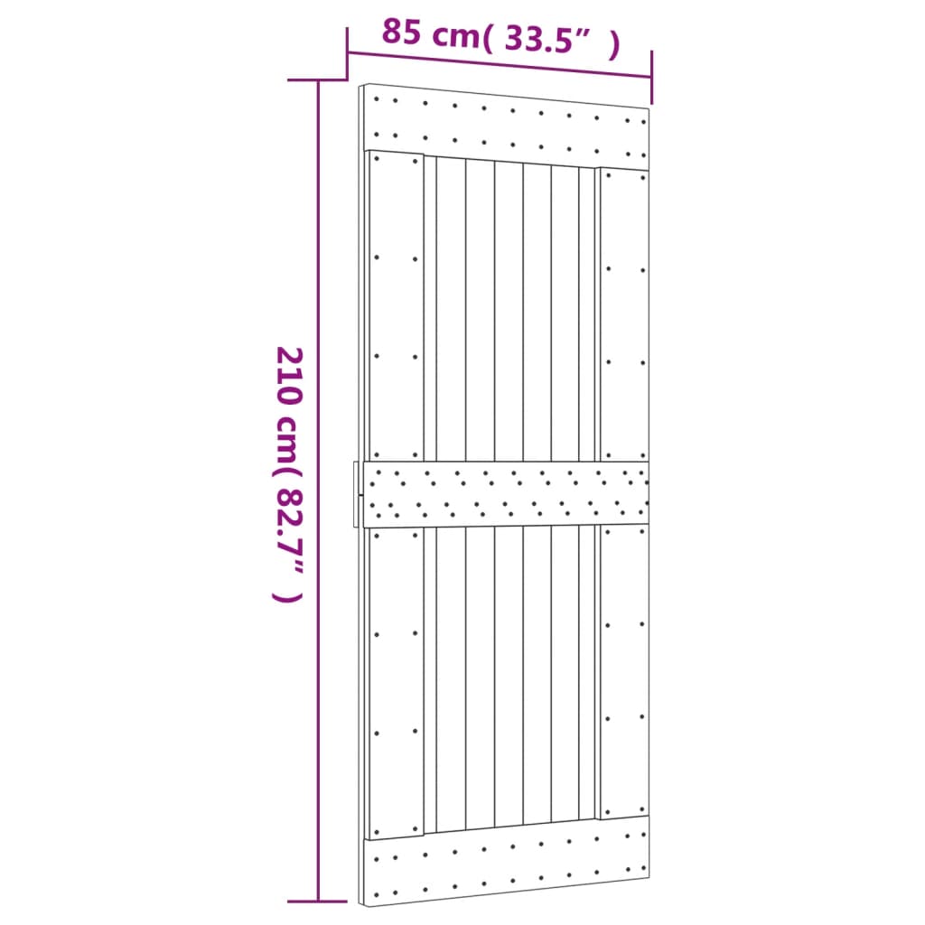 Puerta corredera con herrajes madera maciza de pino 85x210 cm vidaXL