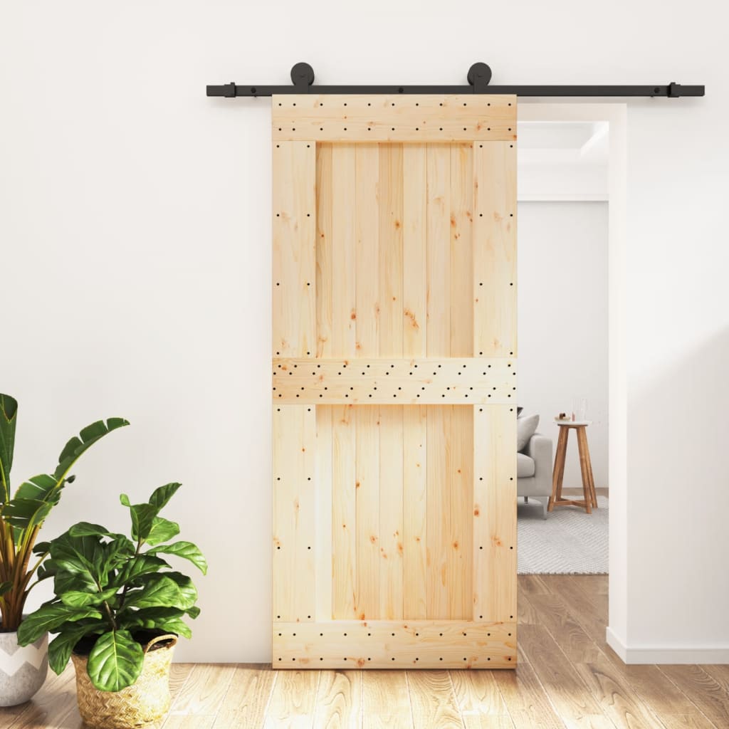 Vetonek Puerta corredera con herrajes madera maciza de pino 90x210 cm