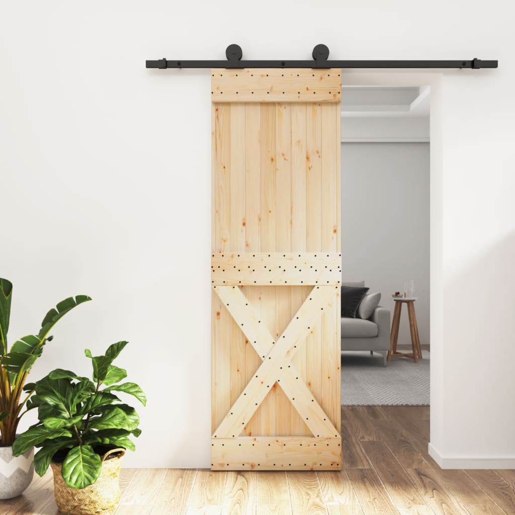 Vetonek Puerta corredera con herrajes madera maciza de pino 70x210 cm