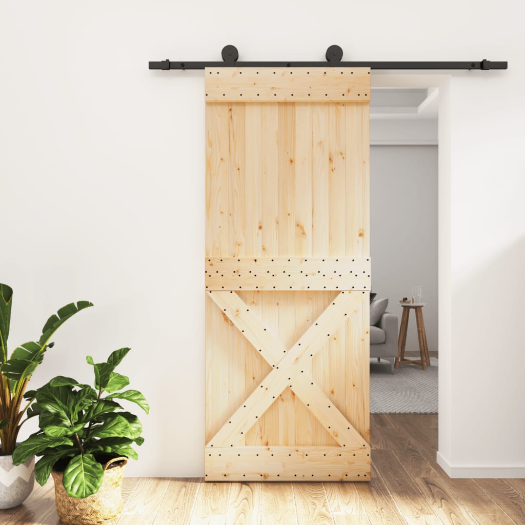 Vetonek Puerta corredera con herrajes madera maciza de pino 85x210 cm