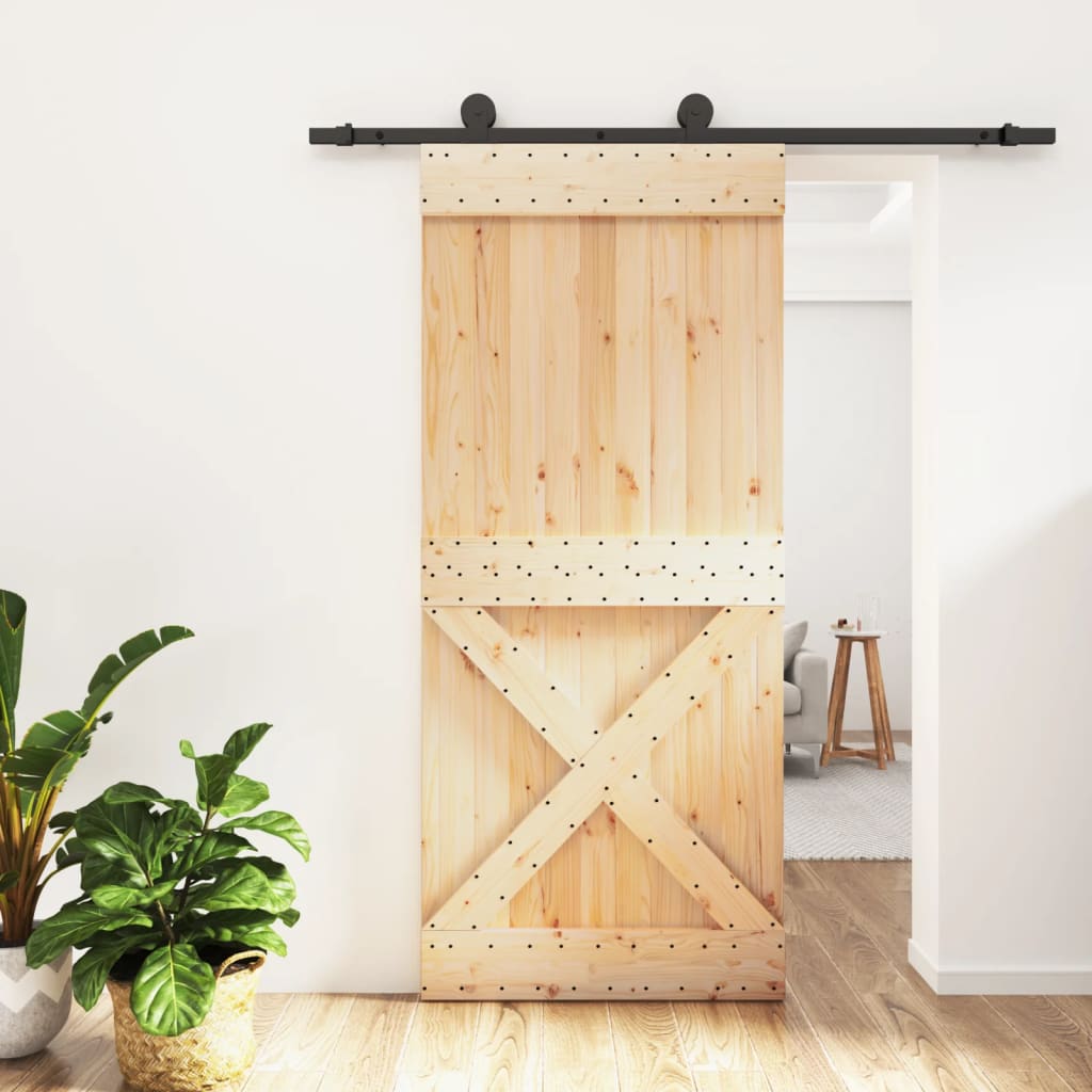 Vetonek Puerta corredera con herrajes madera maciza de pino 90x210 cm