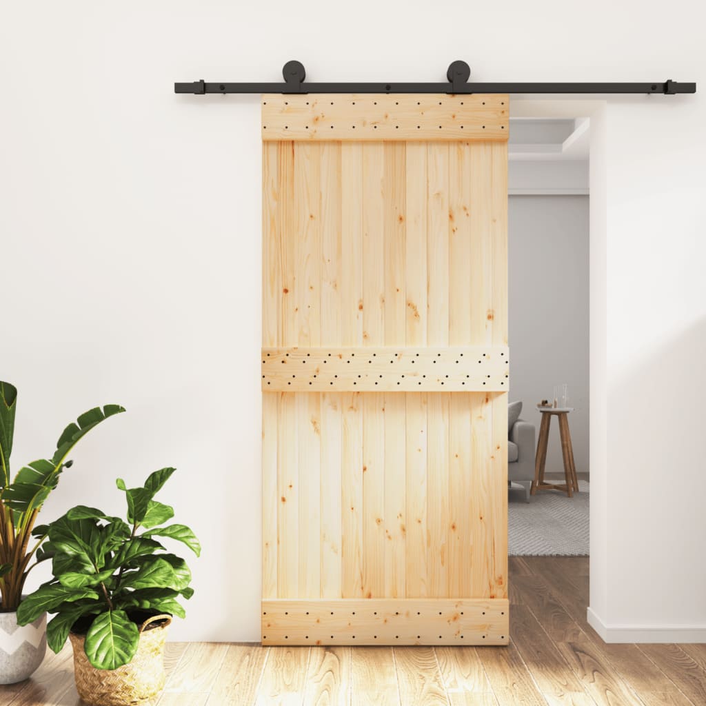 Vetonek Puerta corredera con herrajes madera maciza de pino 95x210 cm