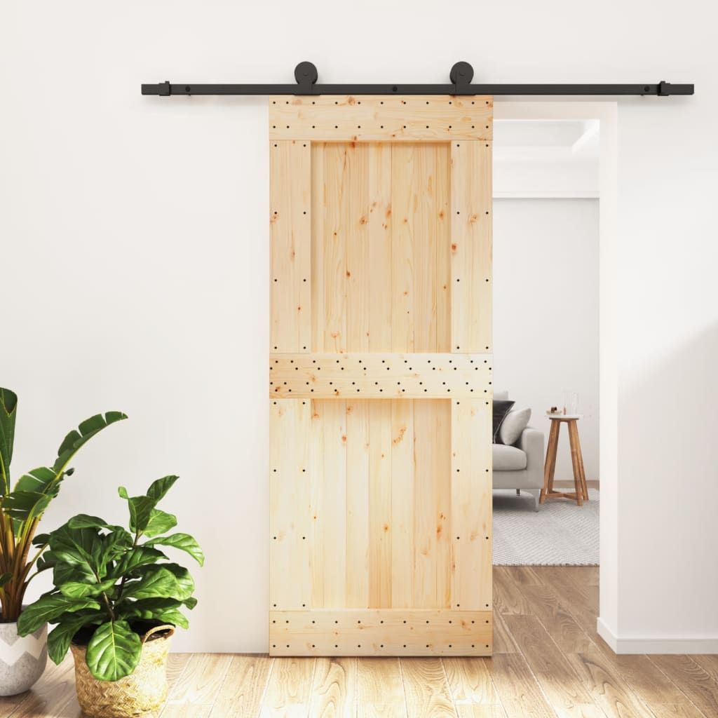 Vetonek Puerta corredera con herrajes madera maciza de pino 85x210 cm