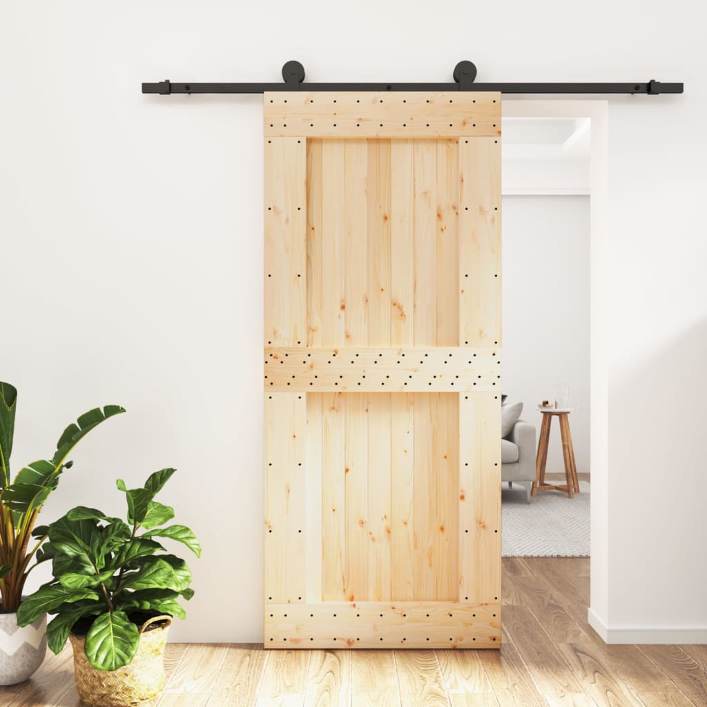 Vetonek Puerta corredera con herrajes madera maciza de pino 90x210 cm