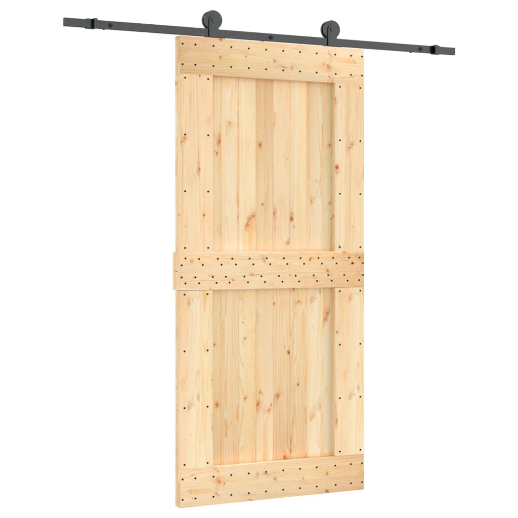 Puerta corredera con herrajes madera maciza de pino 95x210 cm - Vetonek