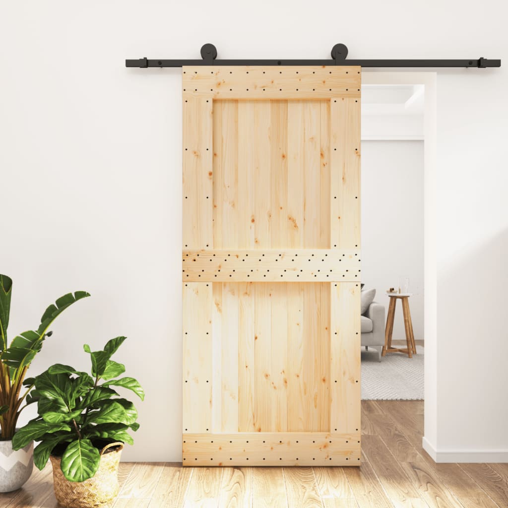 Vetonek Puerta corredera con herrajes madera maciza de pino 95x210 cm