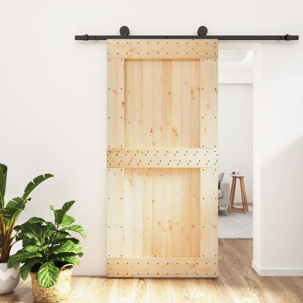 Vetonek Puerta corredera con herrajes madera maciza de pino 100x210 cm