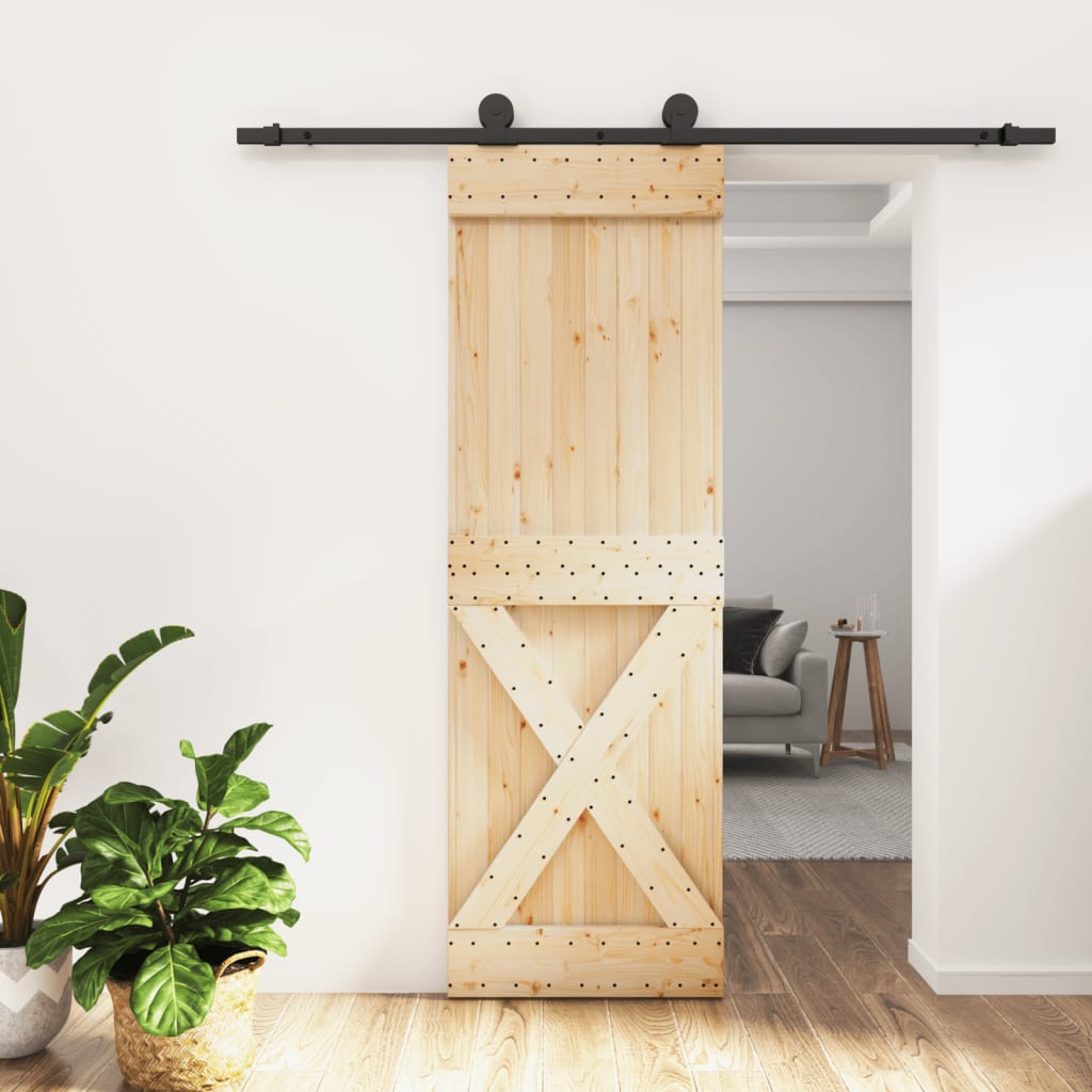 Vetonek Puerta corredera con herrajes madera maciza de pino 70x210 cm