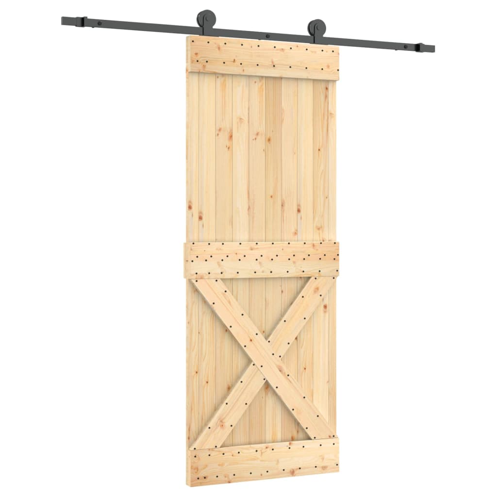 Puerta corredera con herrajes madera maciza de pino 80x210 cm - Vetonek