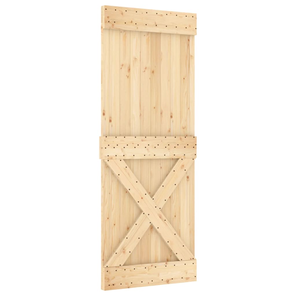 Puerta corredera con herrajes madera maciza de pino 80x210 cm - Vetonek