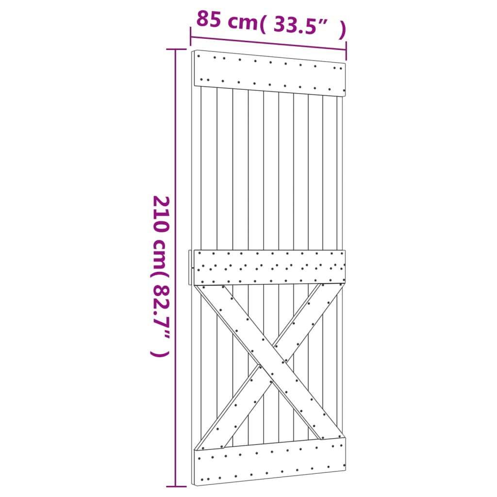 Puerta corredera con herrajes madera maciza de pino 85x210 cm - Vetonek