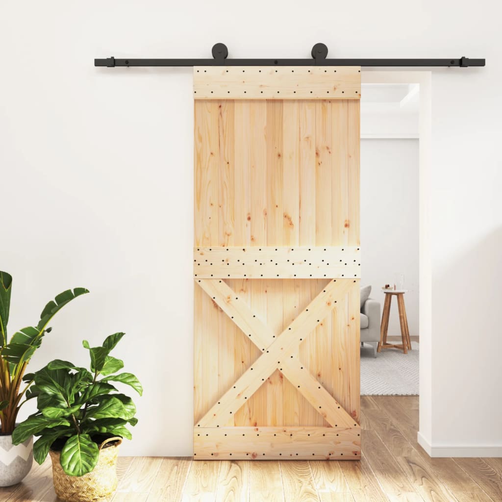 Vetonek Puerta corredera con herrajes madera maciza de pino 90x210 cm