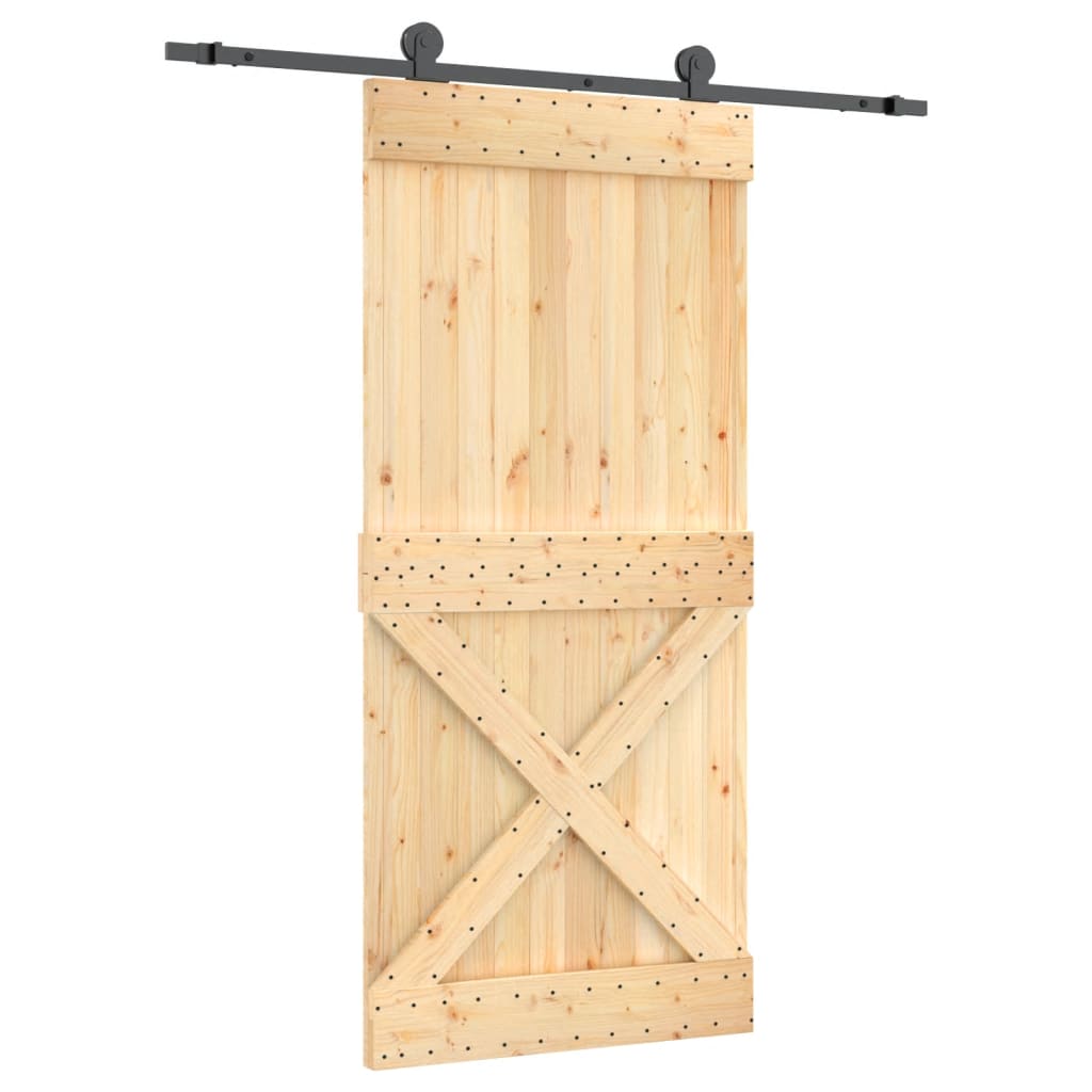 Puerta corredera con herrajes madera maciza de pino 95x210 cm - Vetonek