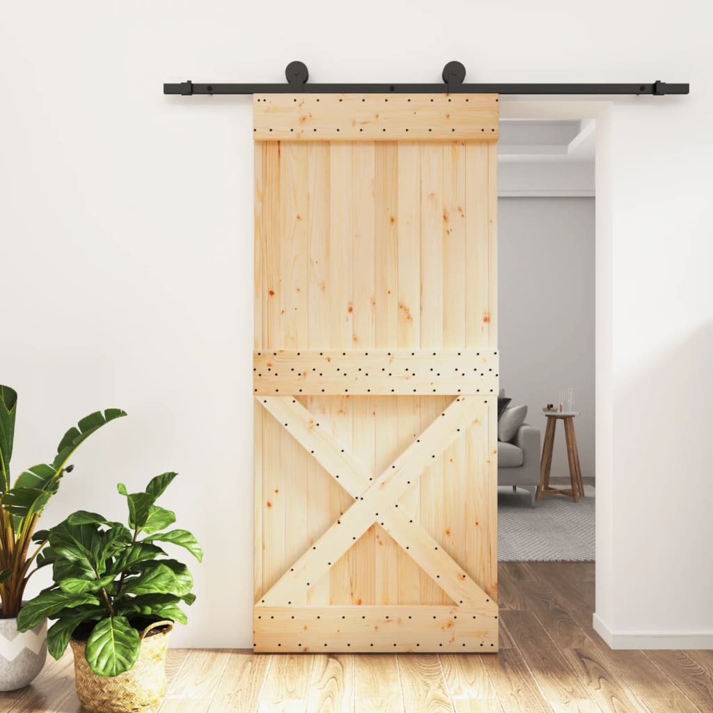 Vetonek Puerta corredera con herrajes madera maciza de pino 95x210 cm