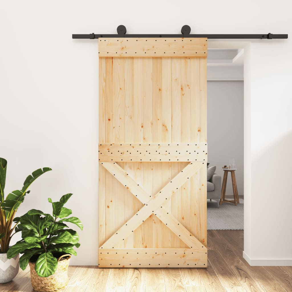 Vetonek Puerta corredera con herrajes madera maciza de pino 100x210 cm