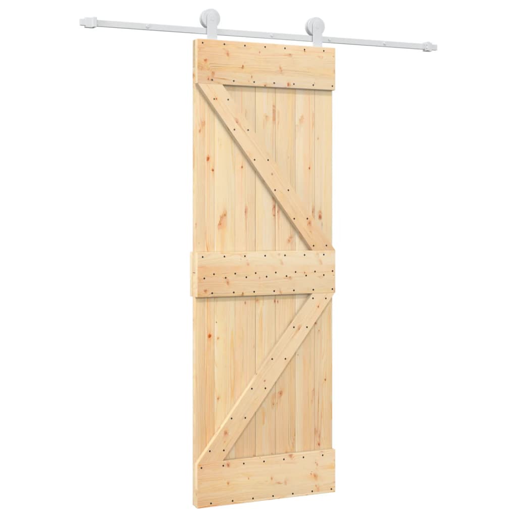 Puerta corredera con herrajes madera maciza de pino 70x210 cm - Vetonek