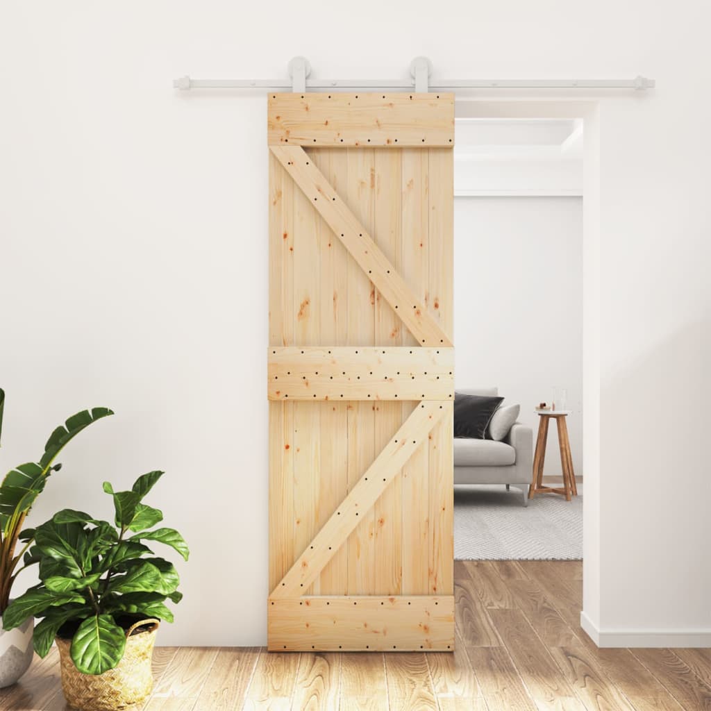 Vetonek Puerta corredera con herrajes madera maciza de pino 70x210 cm