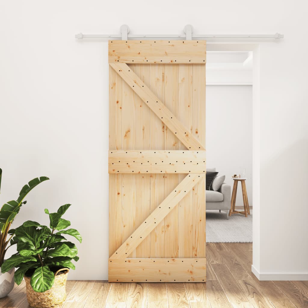 Vetonek Puerta corredera con herrajes madera maciza de pino 85x210 cm