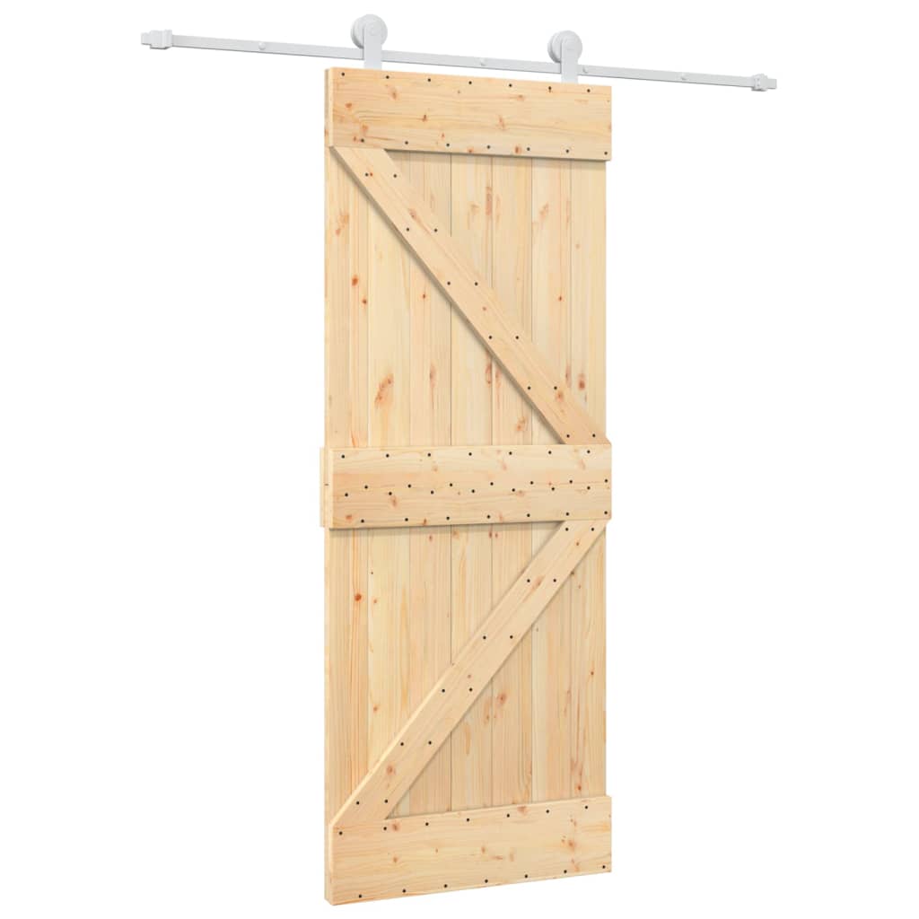 Puerta corredera con herrajes madera maciza de pino 80x210 cm vidaXL