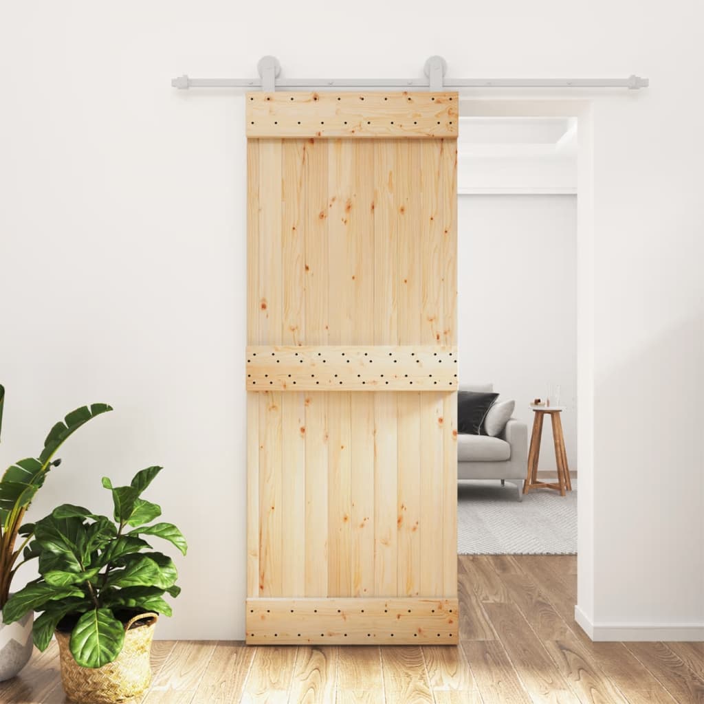 Vetonek Puerta corredera con herrajes madera maciza de pino 80x210 cm