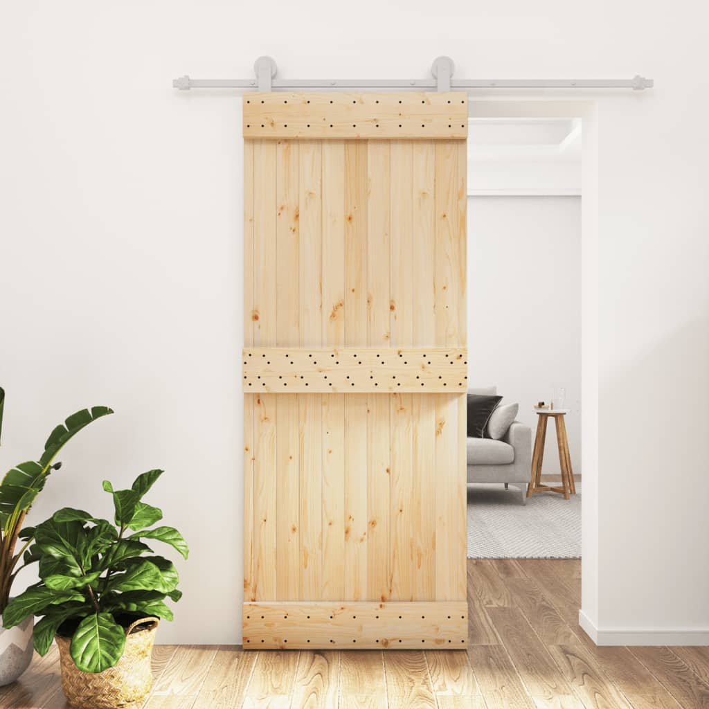 Vetonek Puerta corredera con herrajes madera maciza de pino 85x210 cm