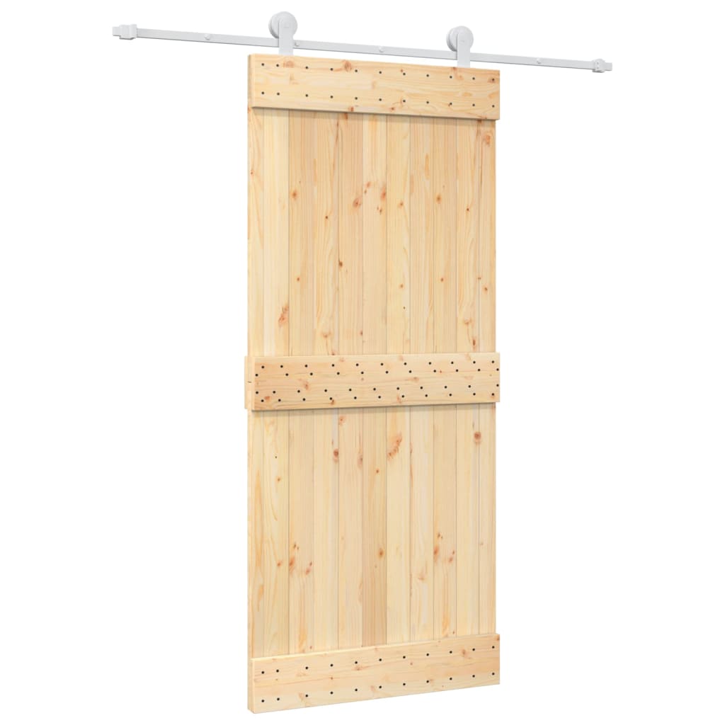 Puerta corredera con herrajes madera maciza de pino 90x210 cm - Vetonek