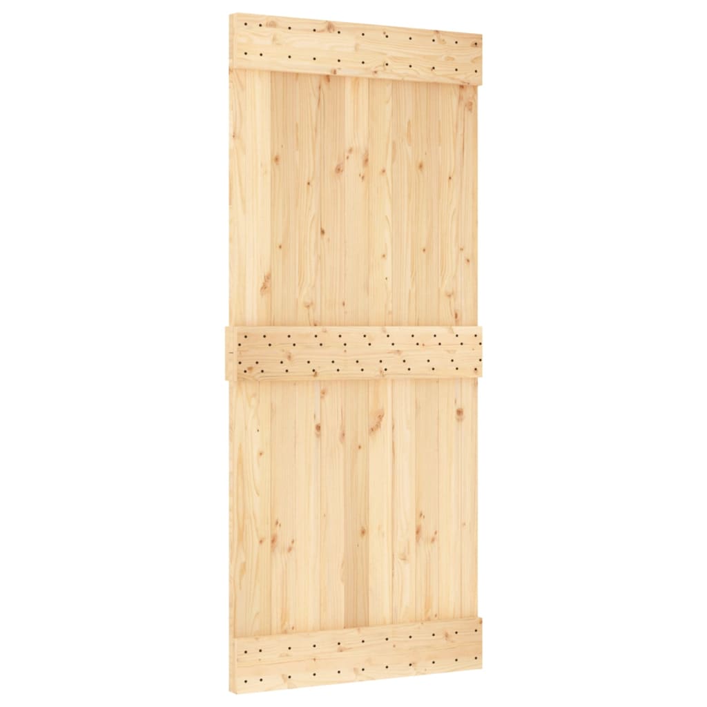 Puerta corredera con herrajes madera maciza de pino 90x210 cm - Vetonek