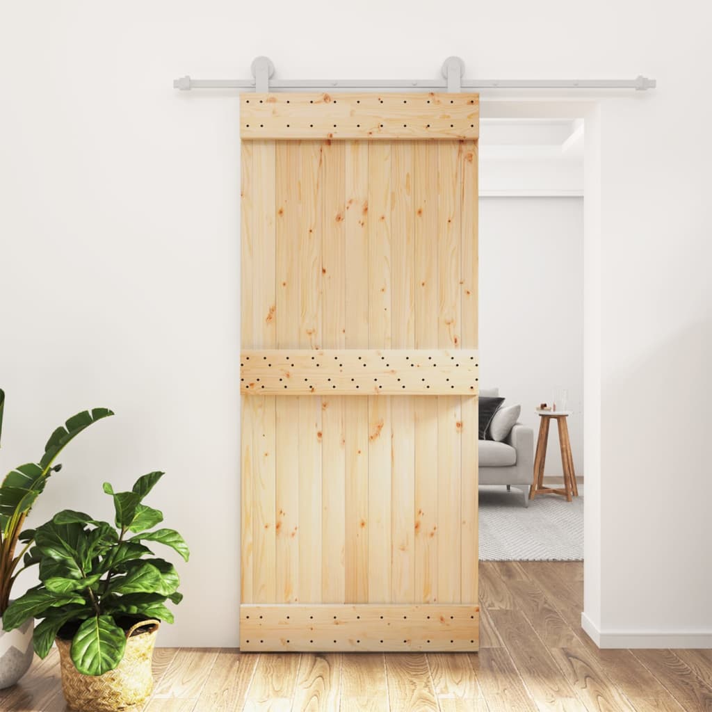 Vetonek Puerta corredera con herrajes madera maciza de pino 90x210 cm