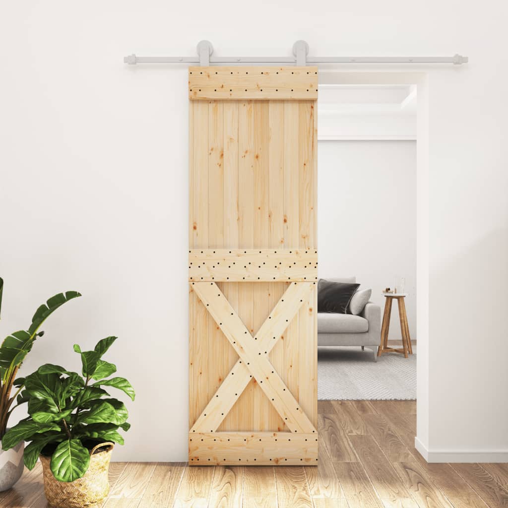 Vetonek Puerta corredera con herrajes madera maciza de pino 70x210 cm