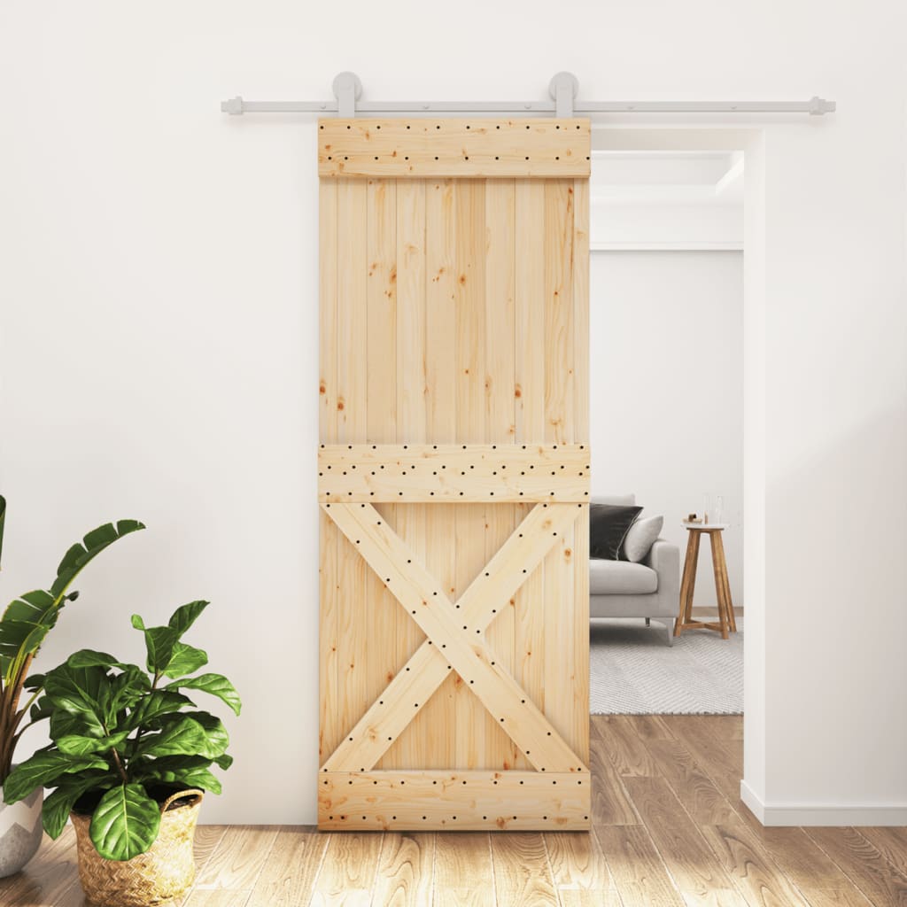 Vetonek Puerta corredera con herrajes madera maciza de pino 80x210 cm