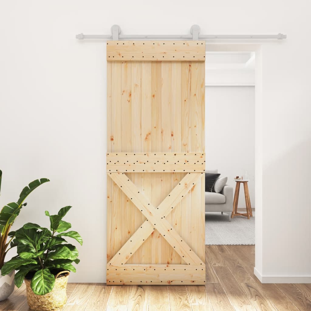 Vetonek Puerta corredera con herrajes madera maciza de pino 85x210 cm