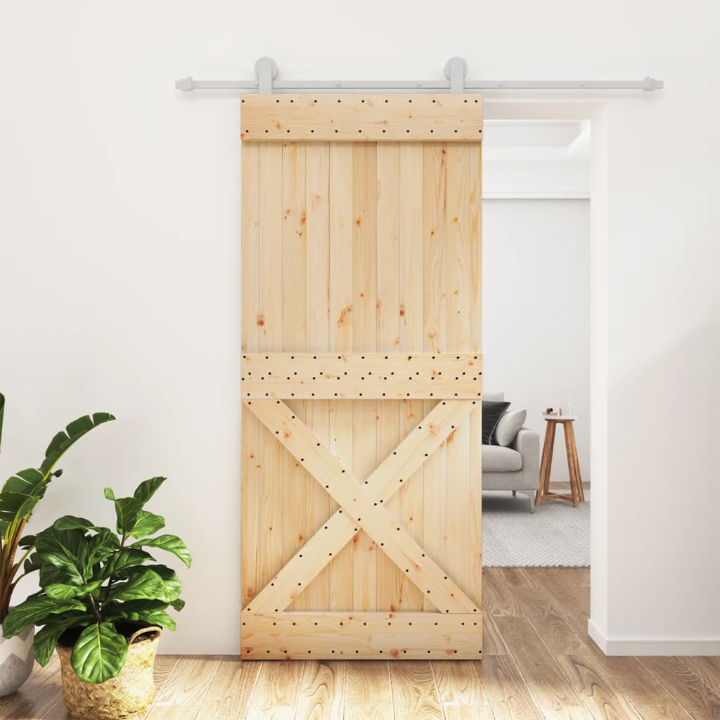 Vetonek Puerta corredera con herrajes madera maciza de pino 90x210 cm