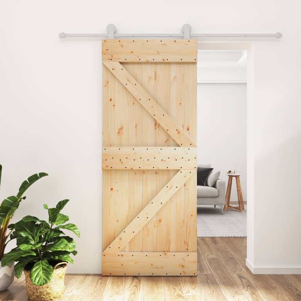 Vetonek Puerta corredera con herrajes madera maciza de pino 85x210 cm