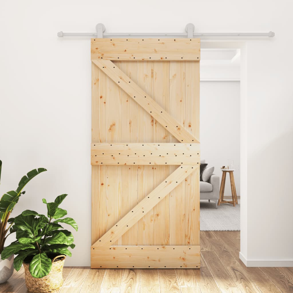 Vetonek Puerta corredera con herrajes madera maciza de pino 100x210 cm