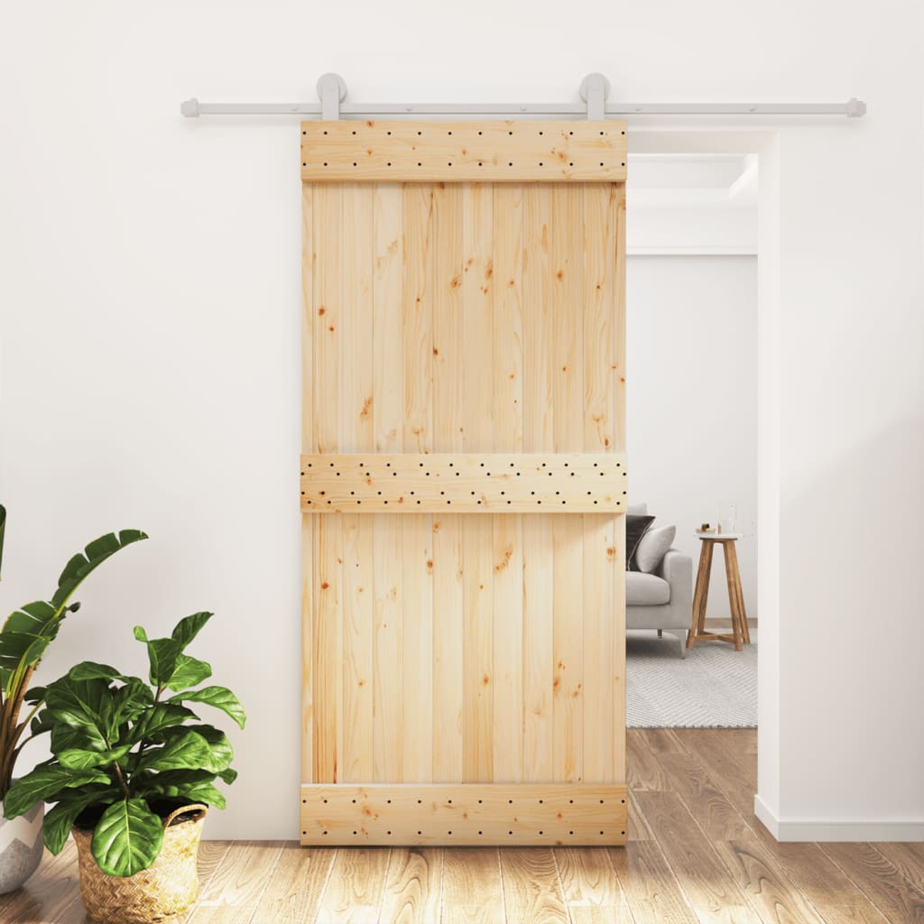 Vetonek Puerta corredera con herrajes madera maciza de pino 95x210 cm