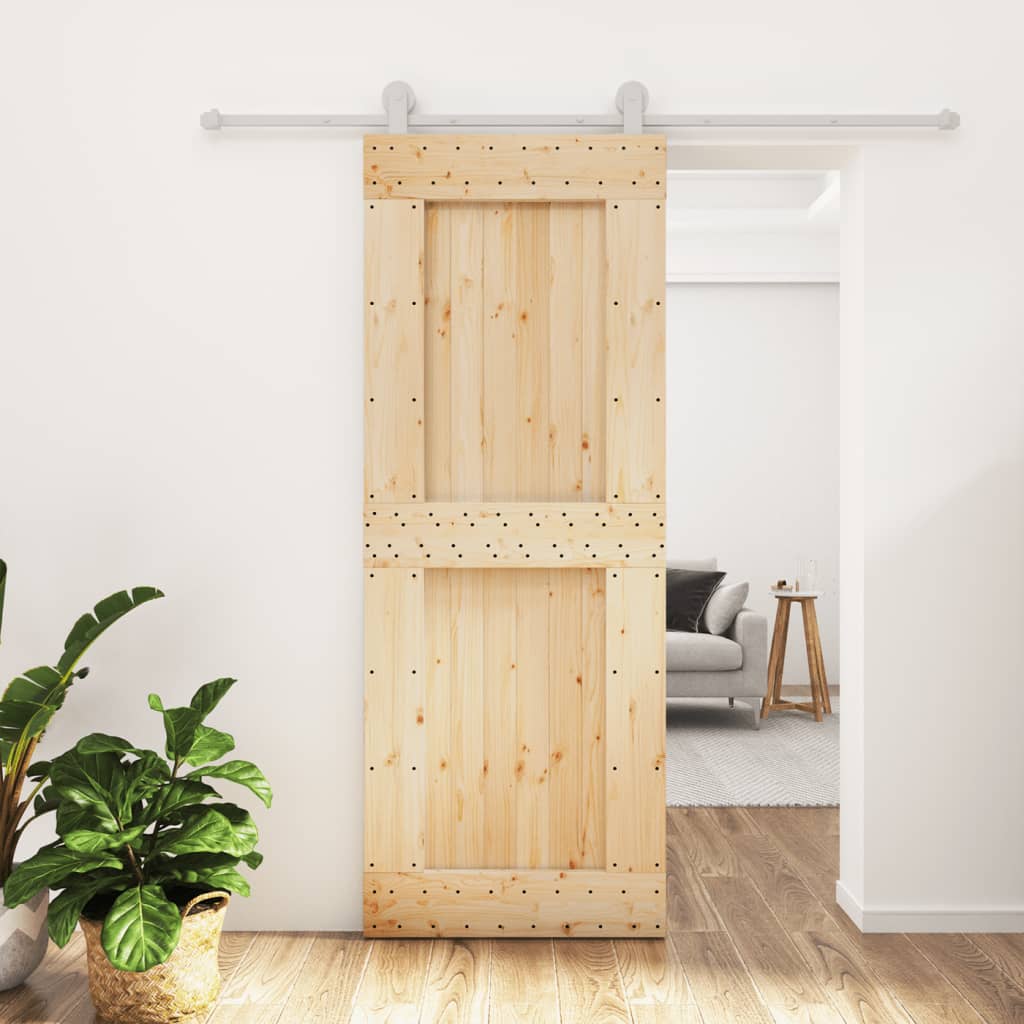 Vetonek Puerta corredera con herrajes madera maciza de pino 80x210 cm