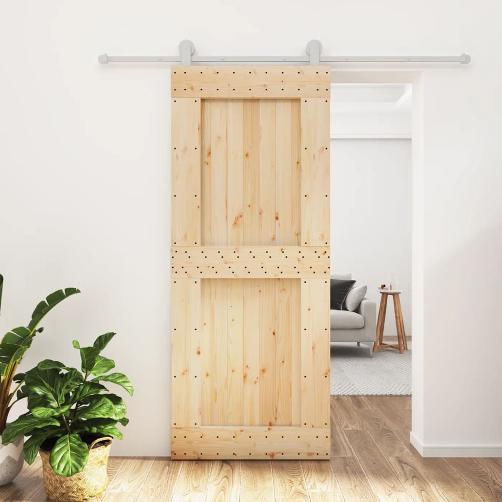 Vetonek Puerta corredera con herrajes madera maciza de pino 85x210 cm