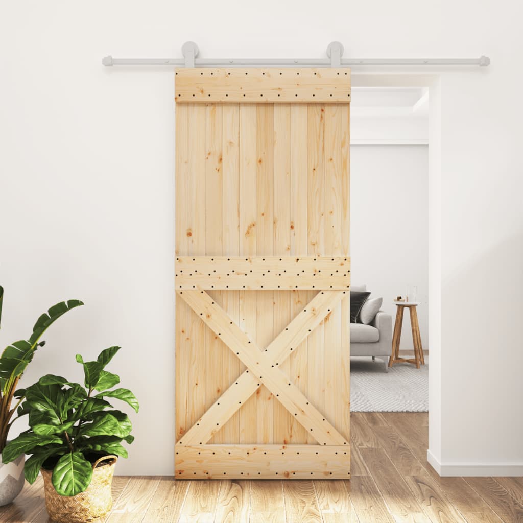 Vetonek Puerta corredera con herrajes madera maciza de pino 90x210 cm