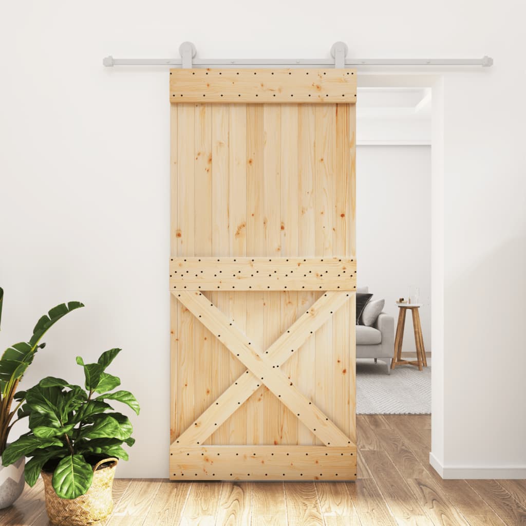 Vetonek Puerta corredera con herrajes madera maciza de pino 95x210 cm