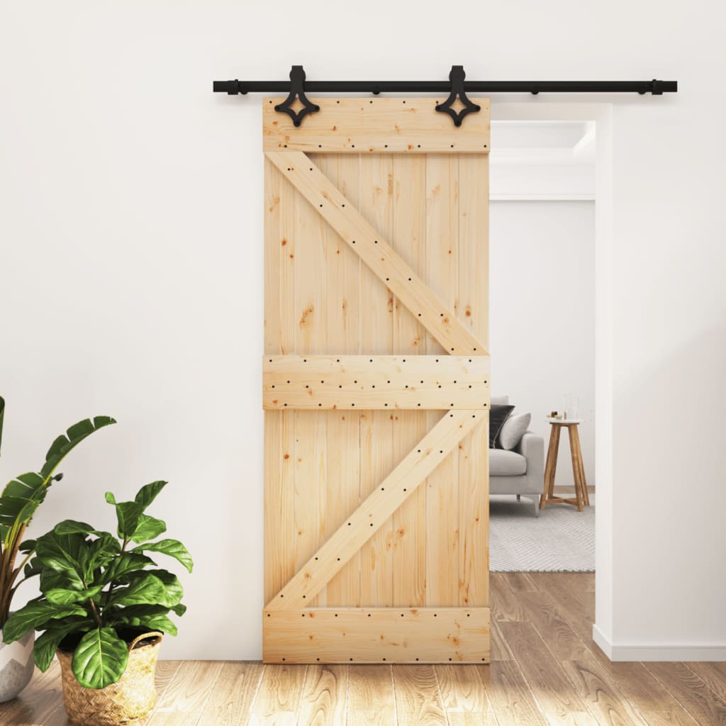 Vetonek Puerta corredera con herrajes madera maciza de pino 85x210 cm