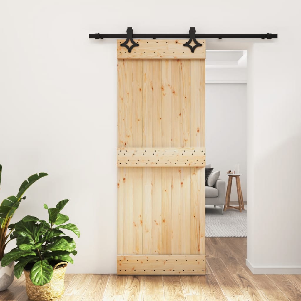 Vetonek Puerta corredera con herrajes madera maciza de pino 80x210 cm