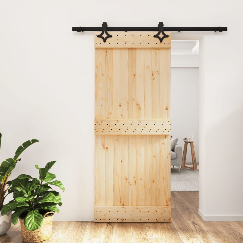 Vetonek Puerta corredera con herrajes madera maciza de pino 85x210 cm