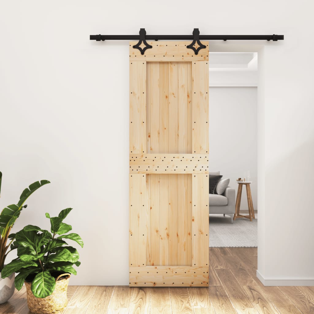 Vetonek Puerta corredera con herrajes madera maciza de pino 70x210 cm