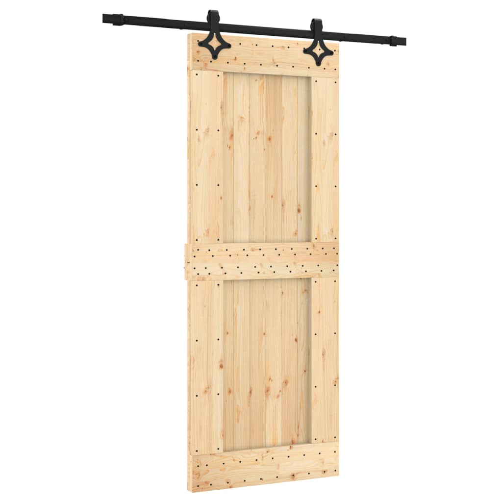 Puerta corredera con herrajes madera maciza de pino 80x210 cm - Vetonek