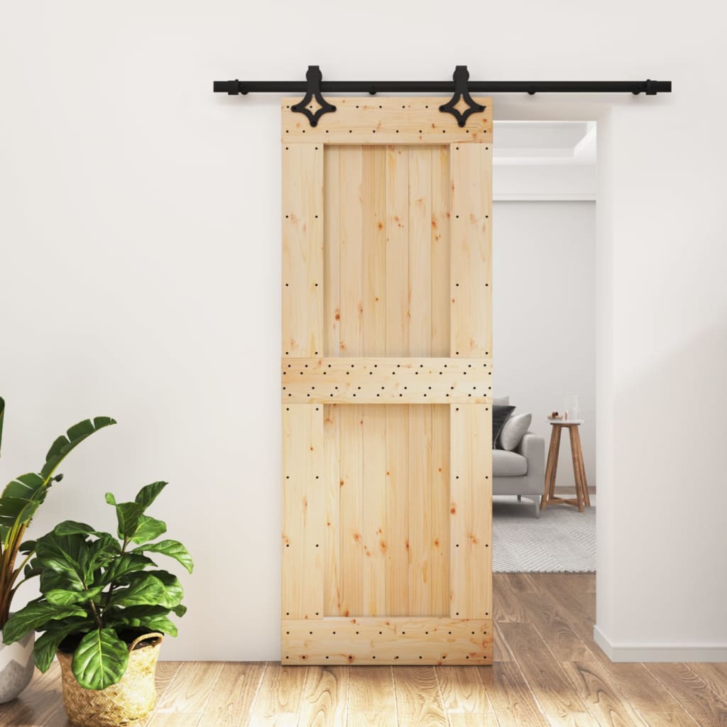 Puerta corredera con herrajes madera maciza de pino 80x210 cm vidaXL