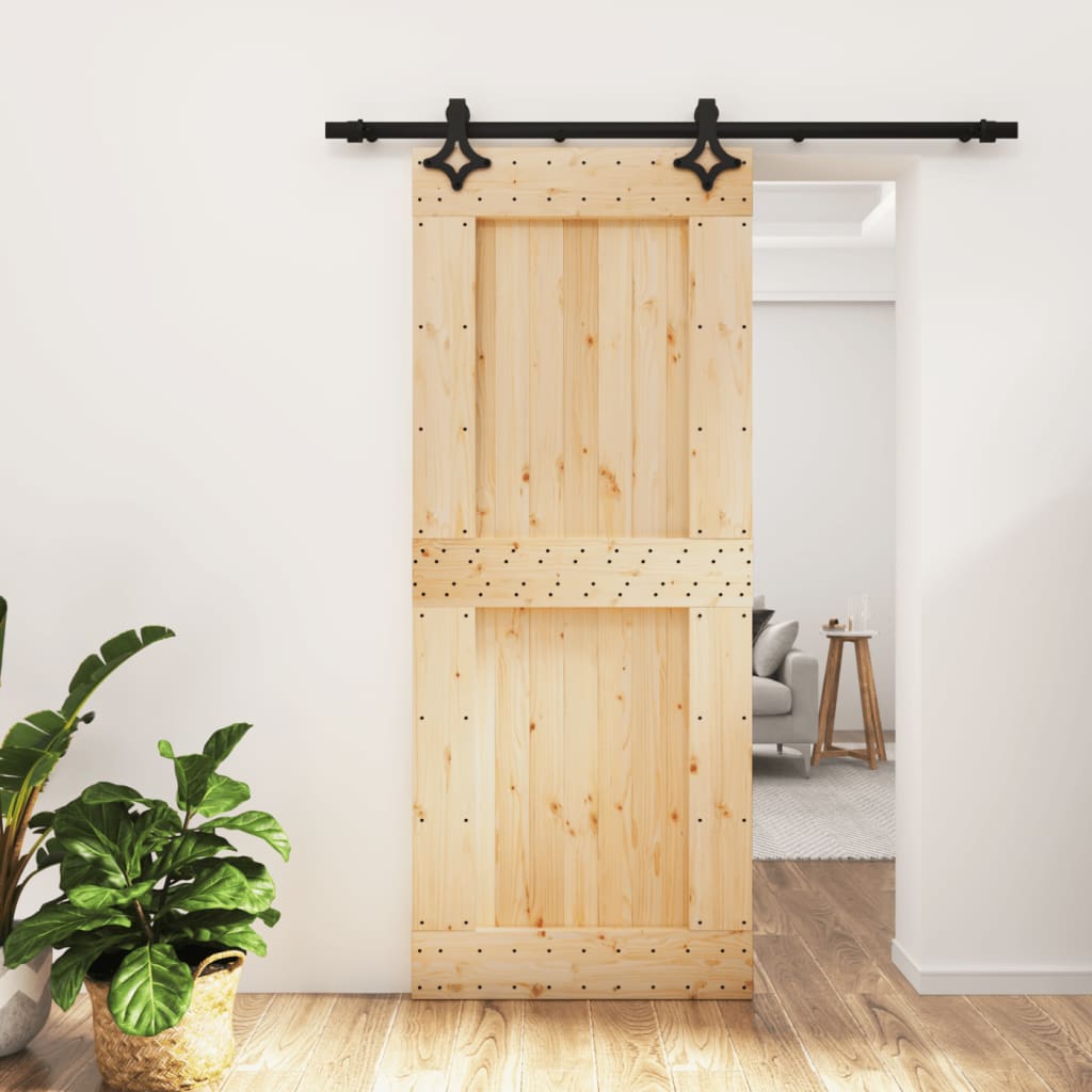 Vetonek Puerta corredera con herrajes madera maciza de pino 85x210 cm