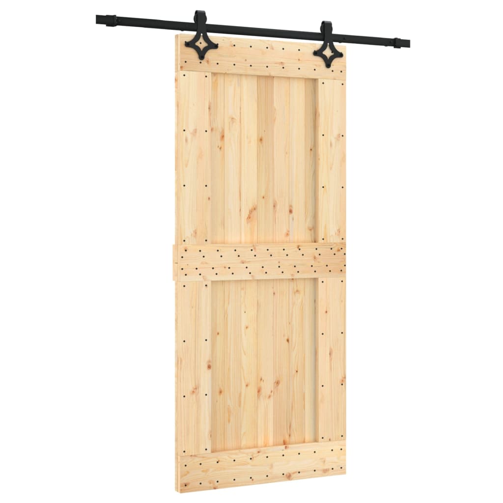 Puerta corredera con herrajes madera maciza de pino 90x210 cm - Vetonek